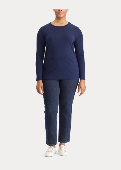 Ralph Lauren Stretch Langærmet T Shirt Dame Danmark (HFURD1640)